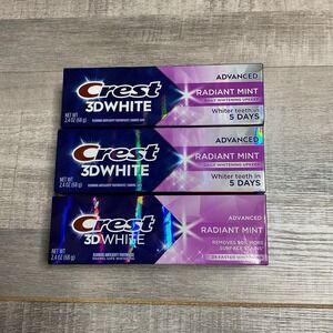 3‎ Crest 3D White Advanced Radiant Mint 3.3 Oz Each Toothpaste 2027 Ans 2028